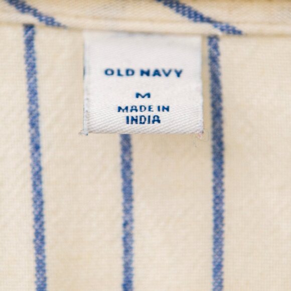 Old Navy Ivory Linen Blend Midi Shirtdress with Blue Pinstripe, size M - Picture 5 of 8